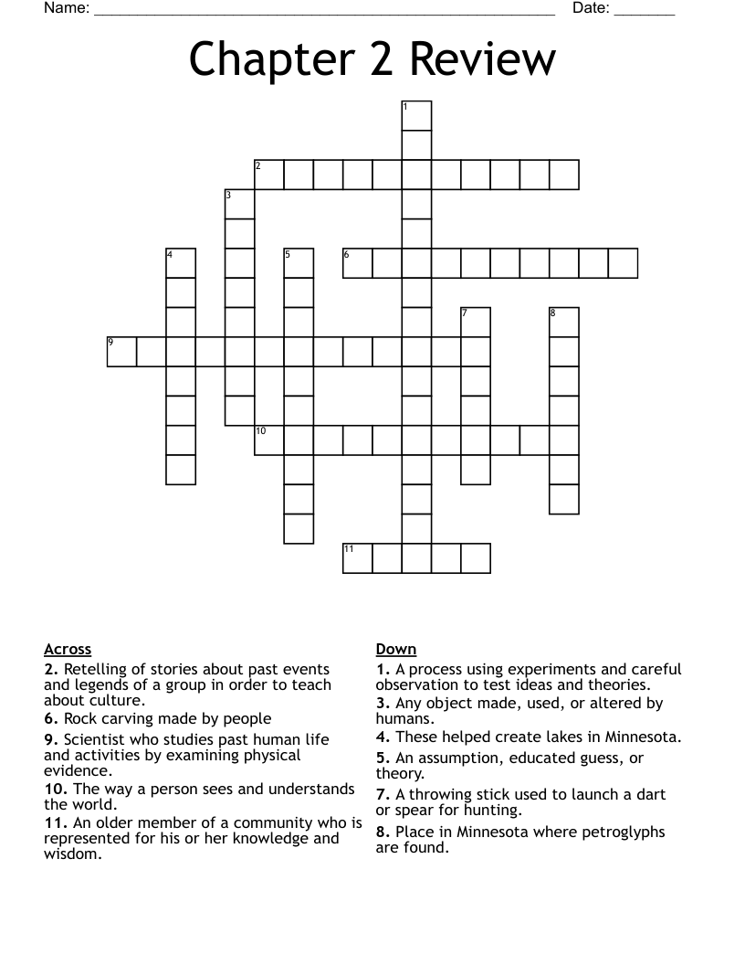 Chapter 2 Review  Crossword