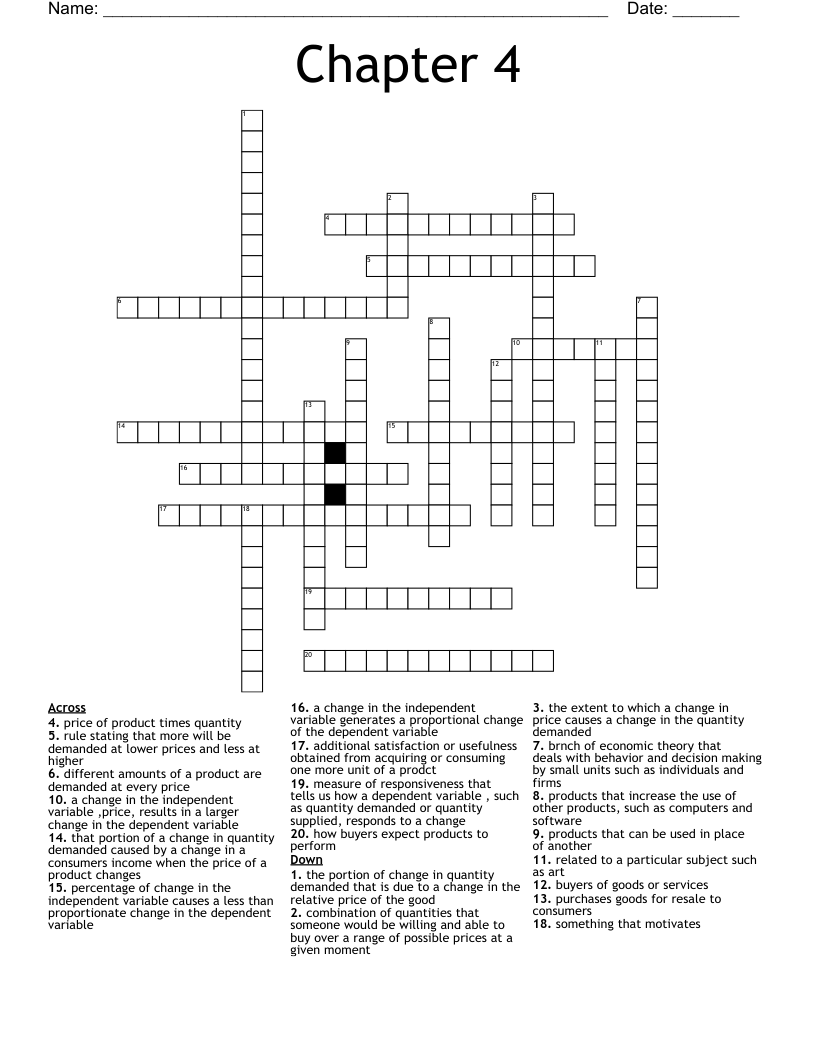 Chapter 4 Crossword WordMint