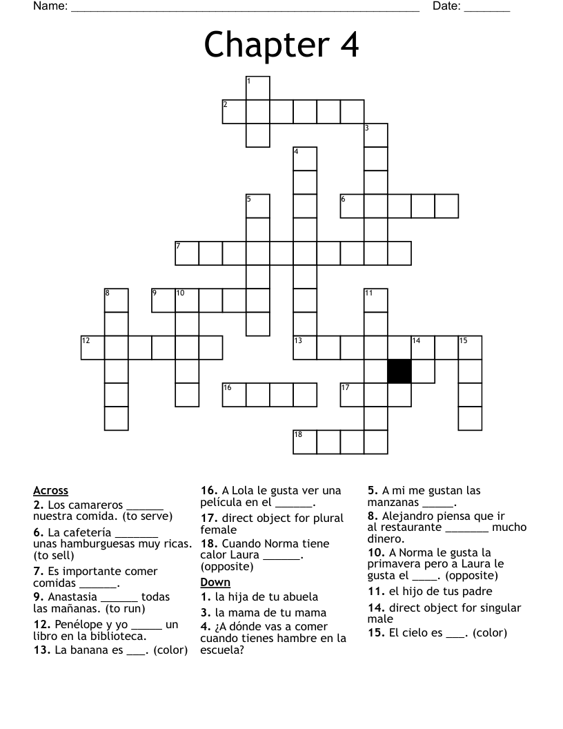 Chapter 4 Crossword WordMint