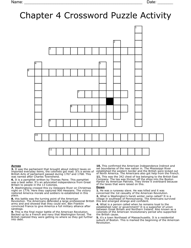 Chapter 4 Crossword Puzzle Activity WordMint