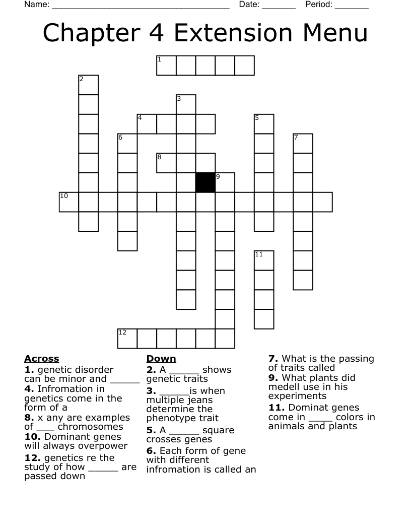 Chapter 4 Extension Menu Crossword WordMint