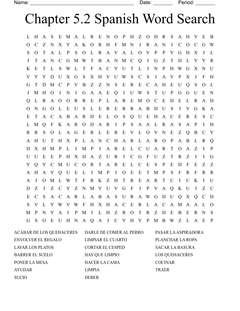 Chapter 5 2 Spanish Word Search WordMint