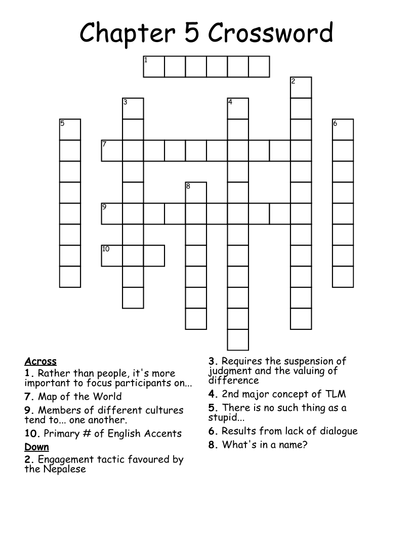 Chapter 5 Crossword WordMint