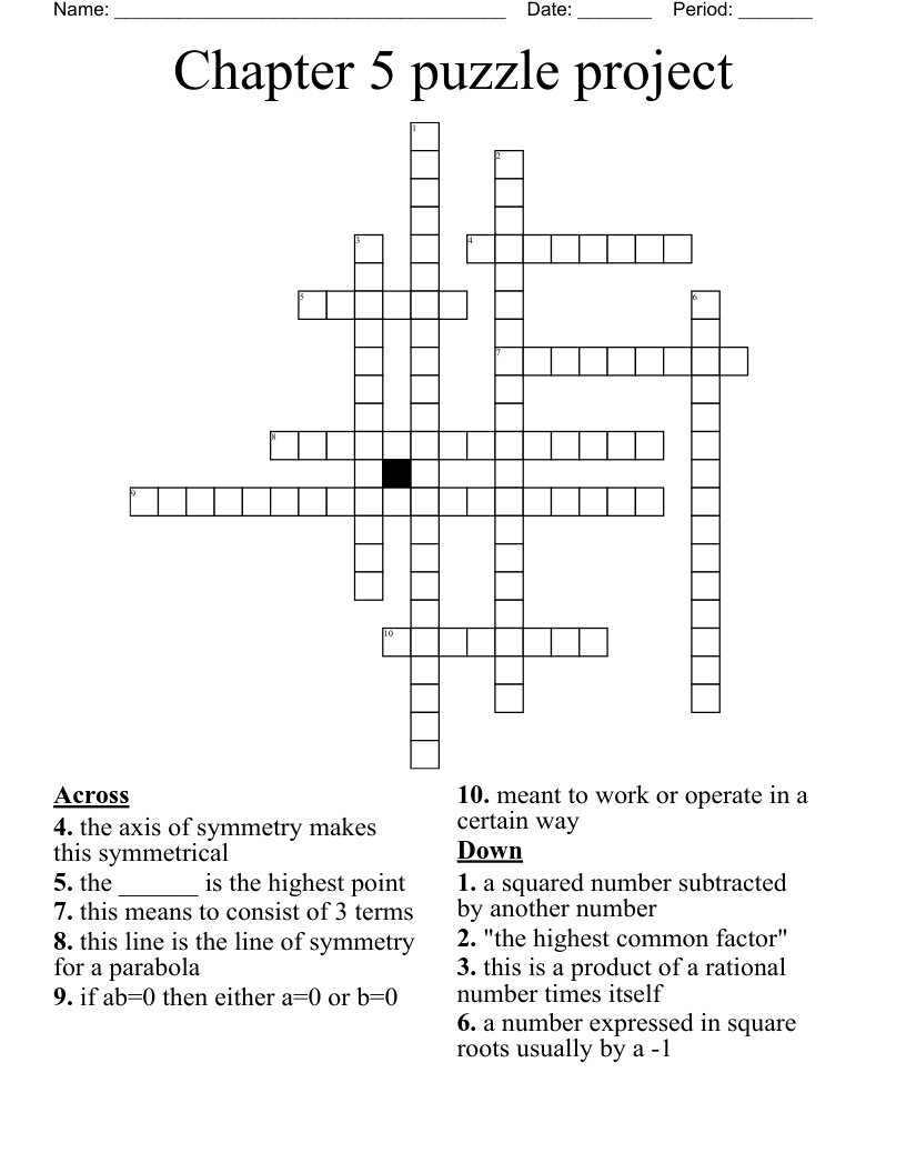 Chapter 5 puzzle project  Crossword