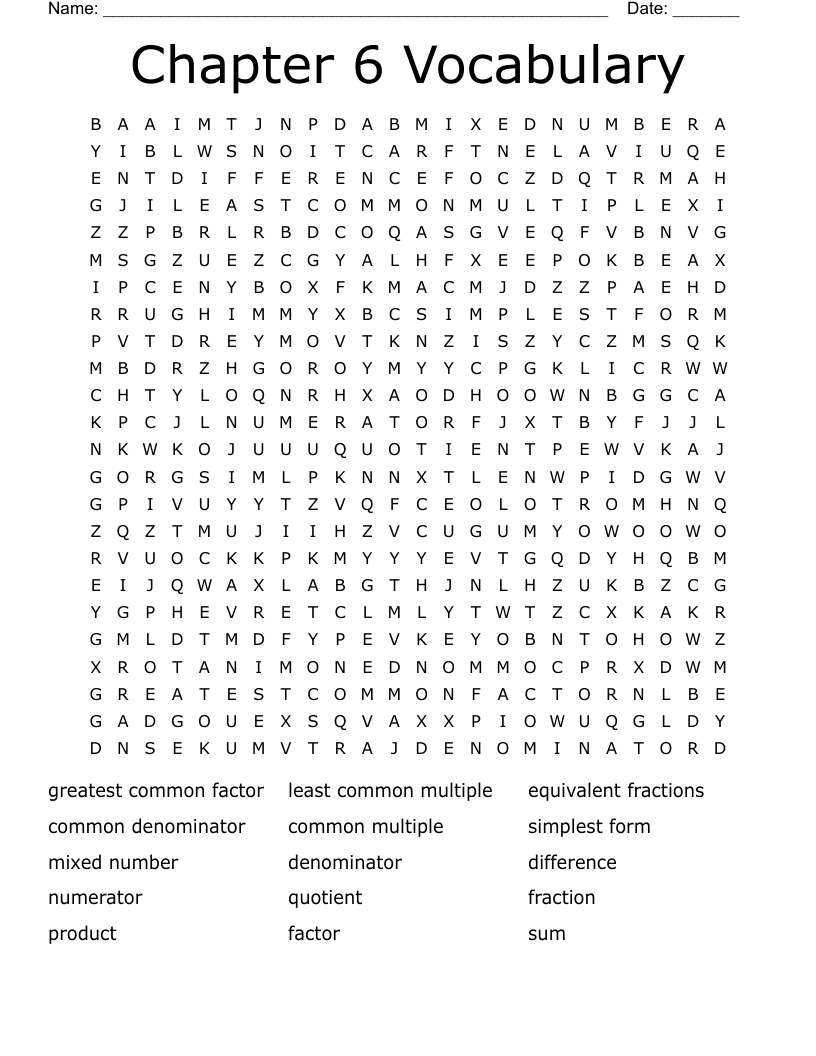 Chapter 6 Vocabulary Word Search WordMint
