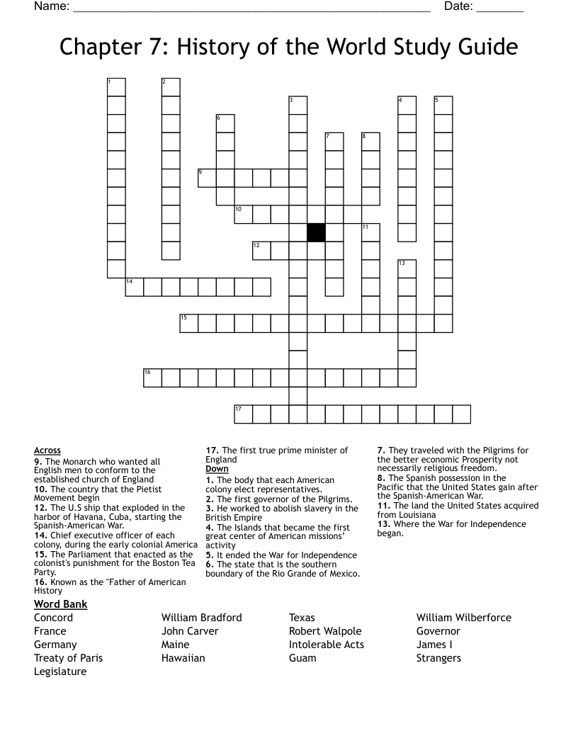 Chapter 7 History of the World Study Guide Crossword WordMint