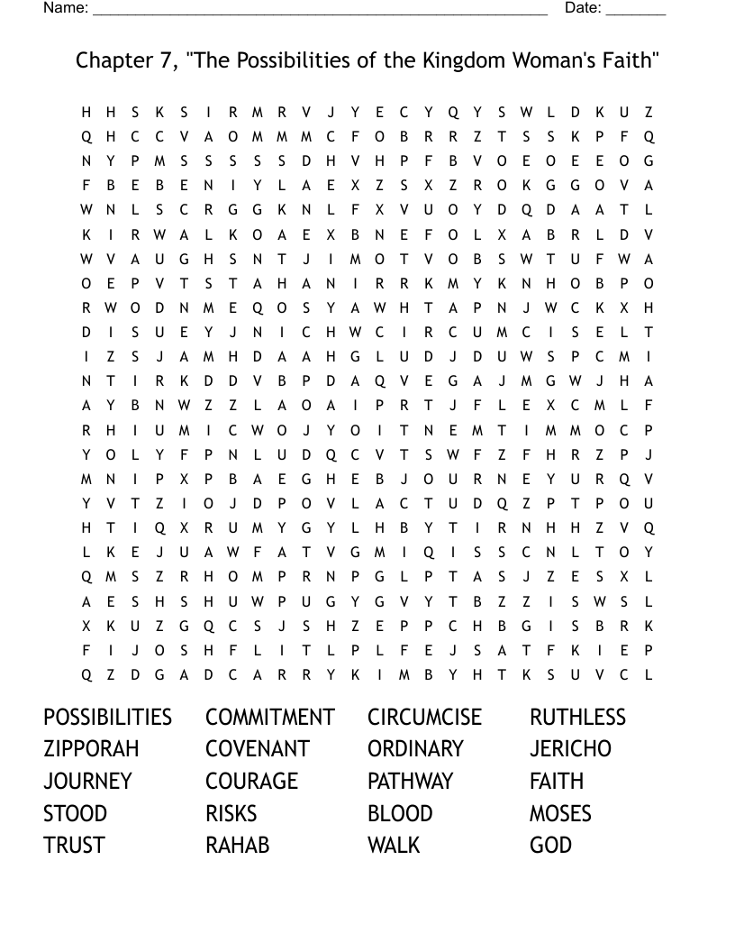 Chapter 7, "The Possibilities of the Kingdom Woman's Faith" Word Search