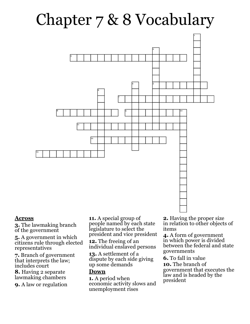 Chapter 7 8 Vocabulary Crossword WordMint