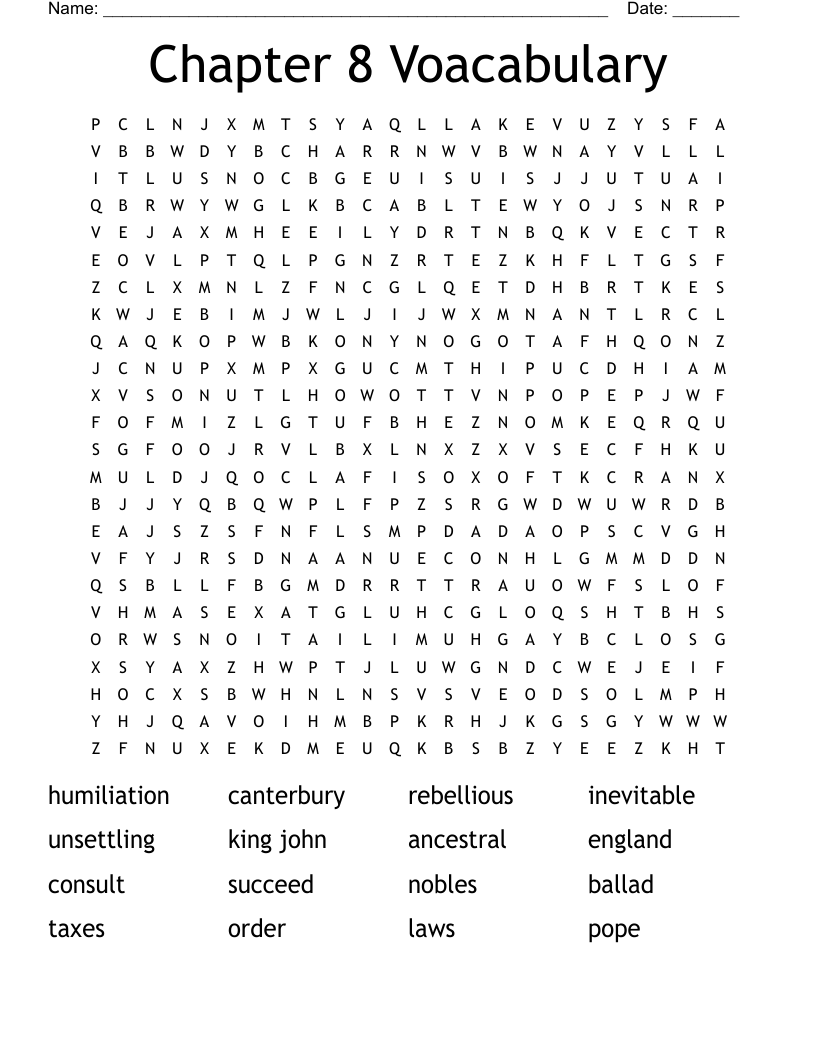 Chapter 8 Voacabulary Word Search