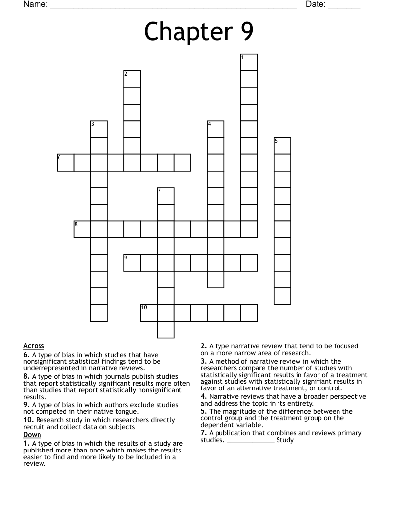Chapter 9 Crossword WordMint