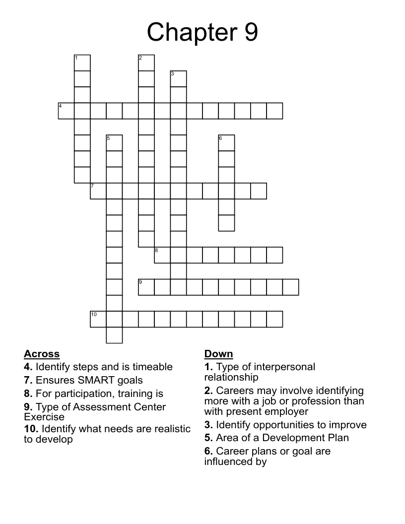 Chapter 9 Crossword WordMint