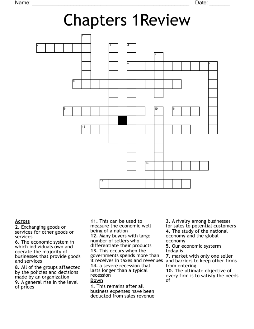 Chapters 1Review Crossword