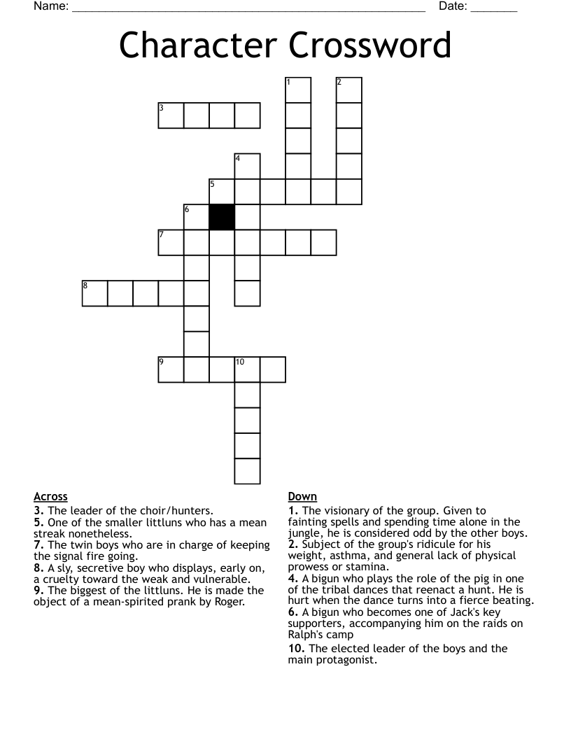 Character Crossword WordMint