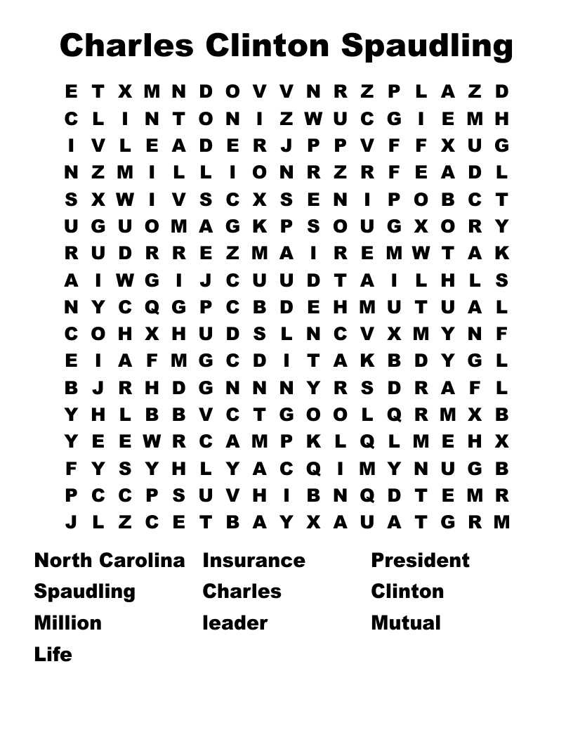 Charles Clinton Spaudling Word Search
