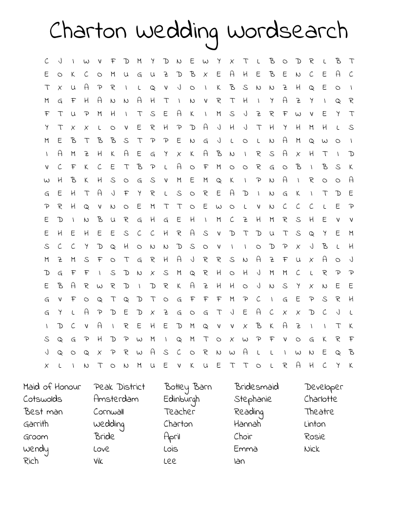 Charton Wedding Wordsearch