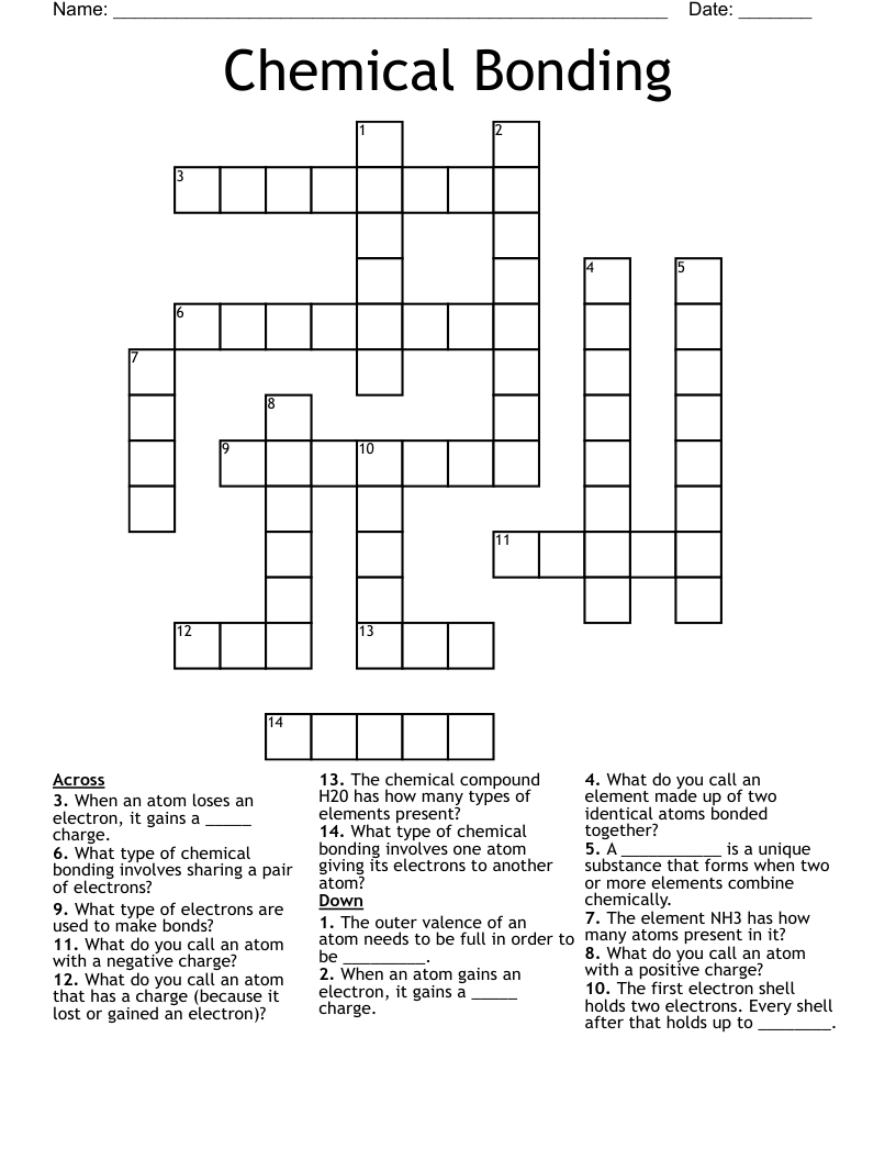 Chemical Bonding Crossword