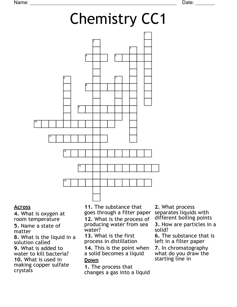 Chemistry  CC1 Crossword