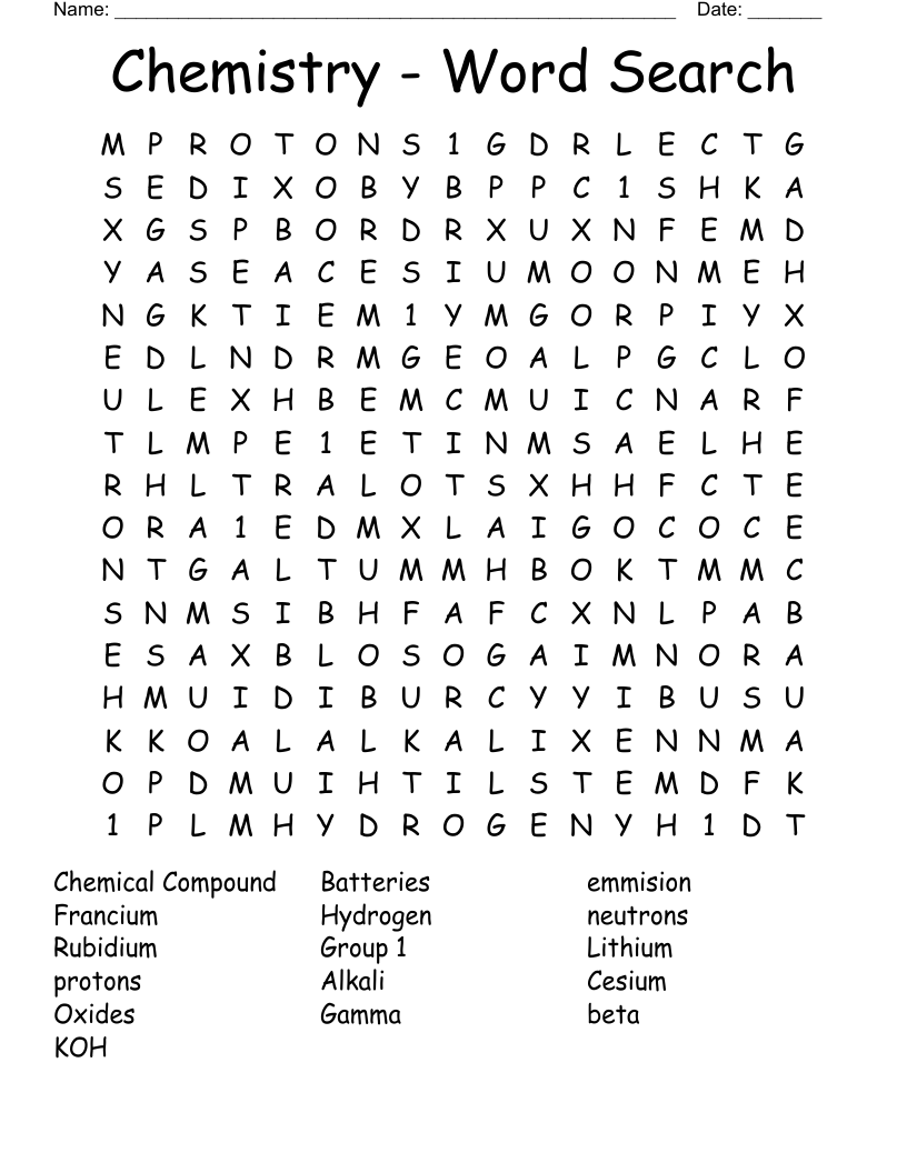 Chemistry  - Word Search