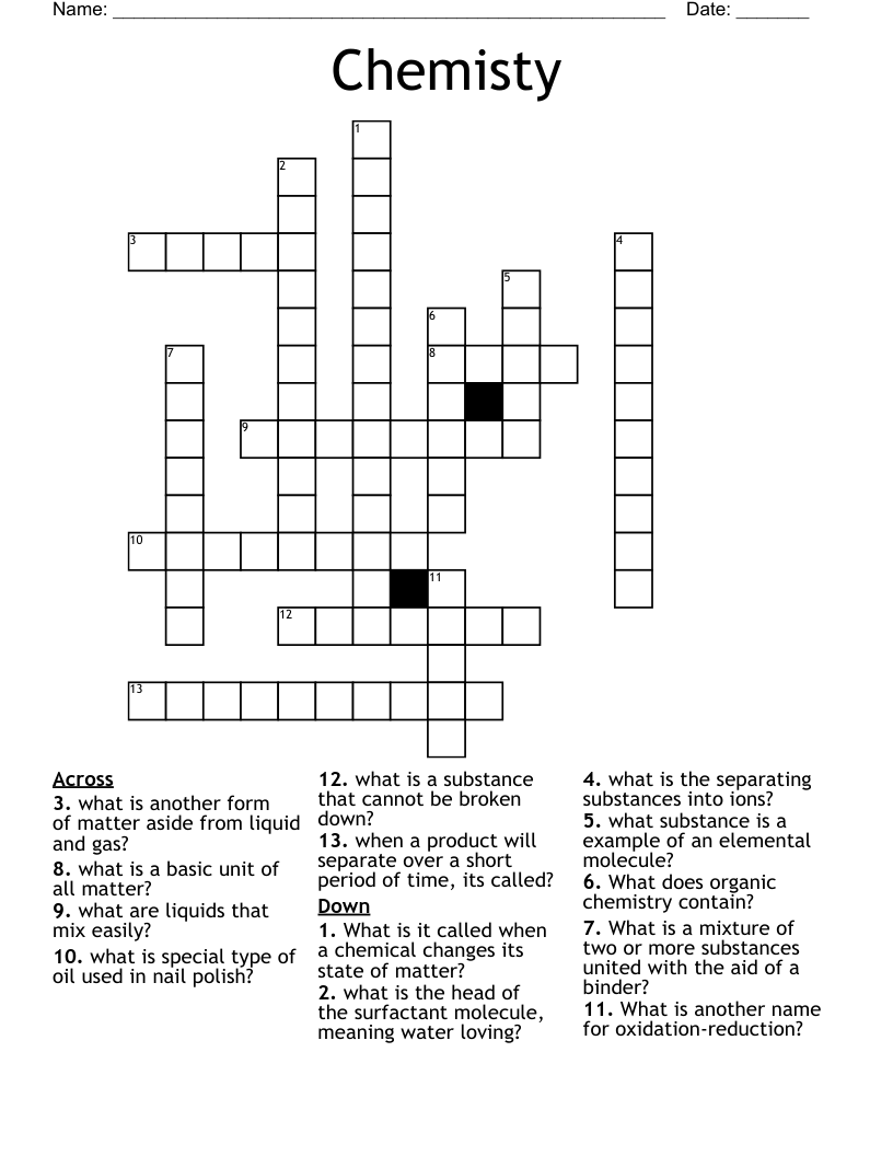Chemisty Crossword