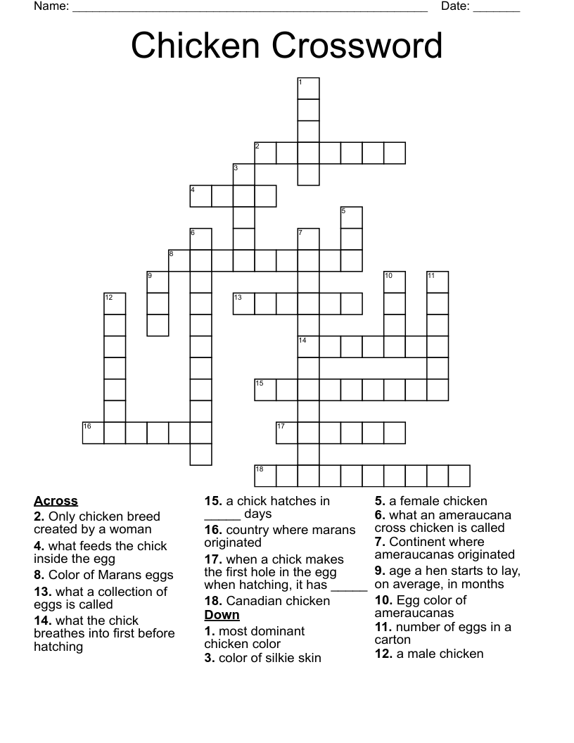 Chicken Crossword WordMint