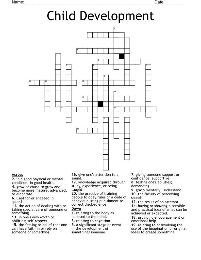 Child Development Crossword