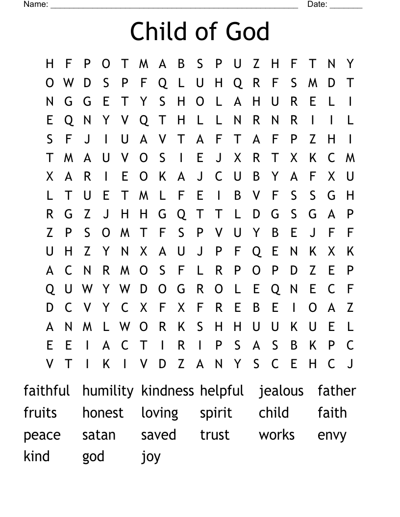 Child of God Word Search