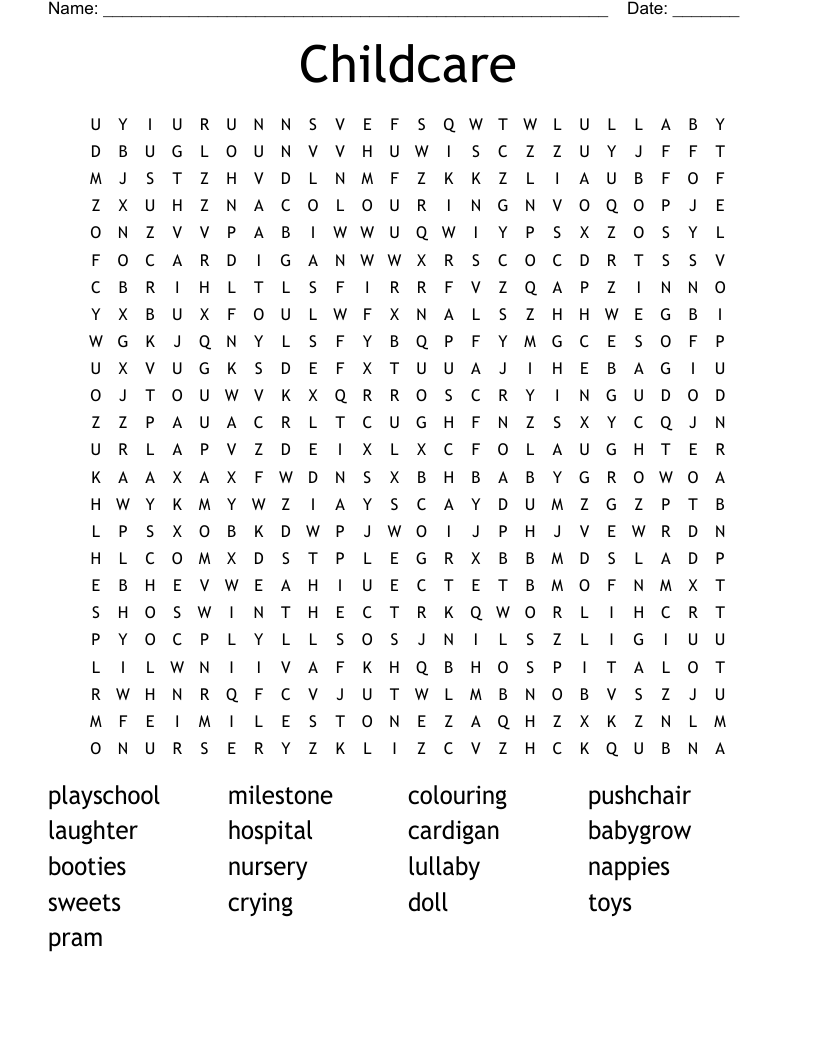 Childcare Word Search