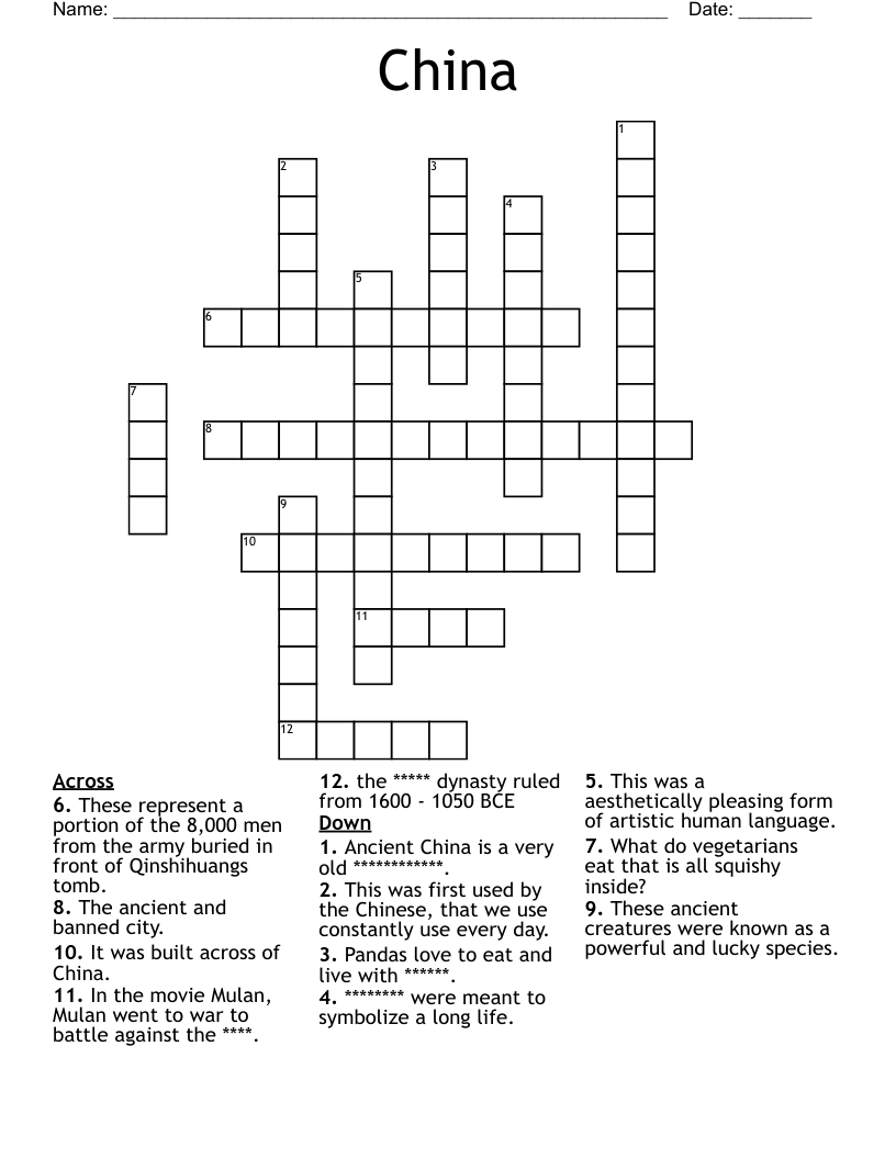 China Crossword