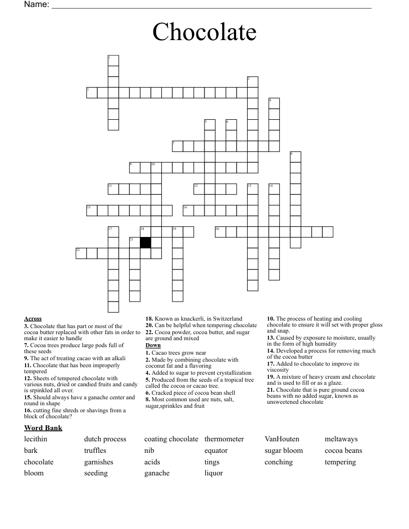 Chocolate Crossword WordMint