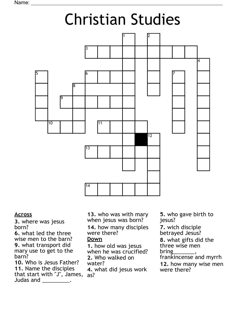 Christian Studies Crossword
