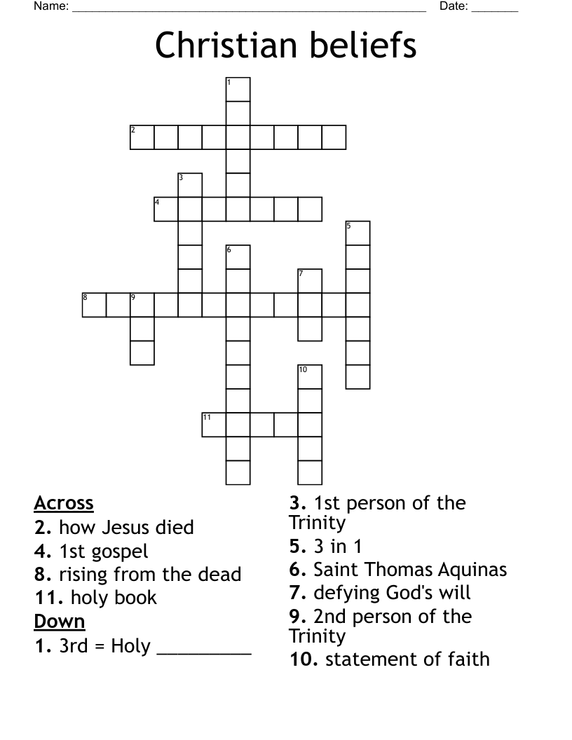 Christian Beliefs Crossword WordMint Christian Beliefs Crossword WordMint