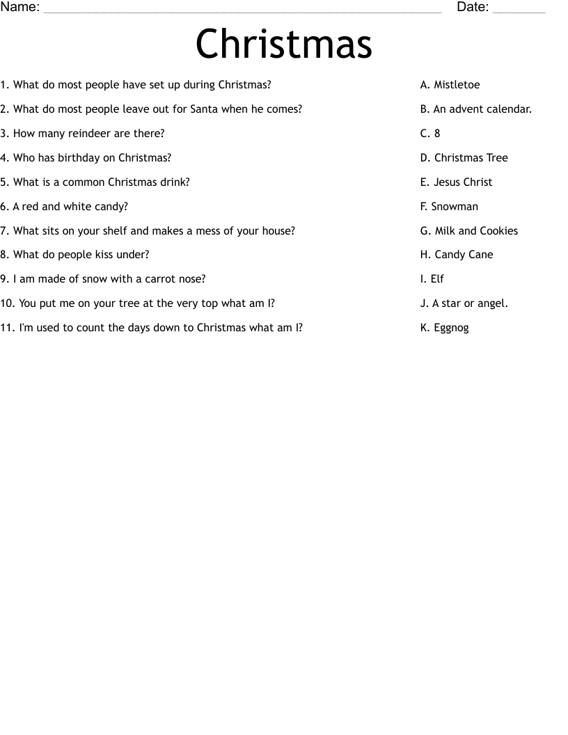 Christmas Worksheet