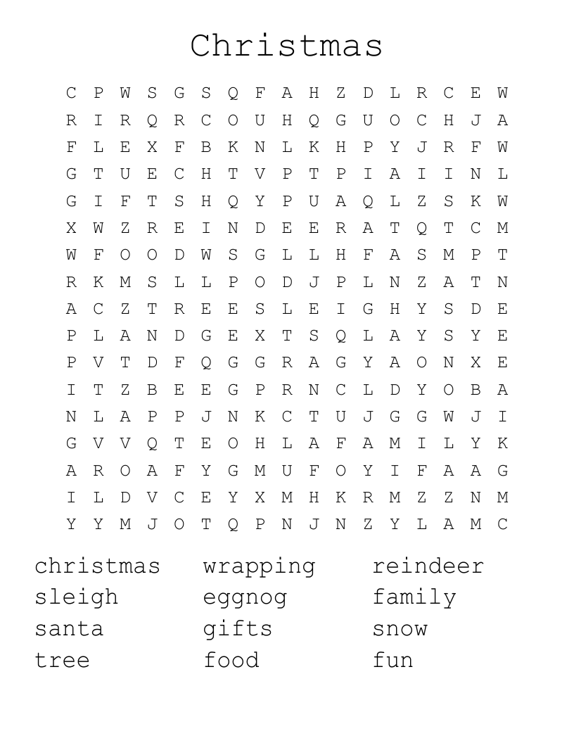 Christmas Word Search