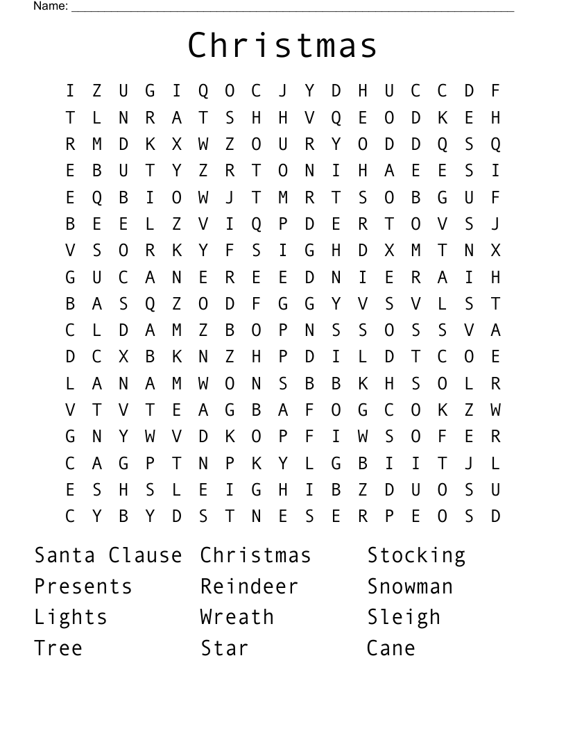 Christmas Word Search