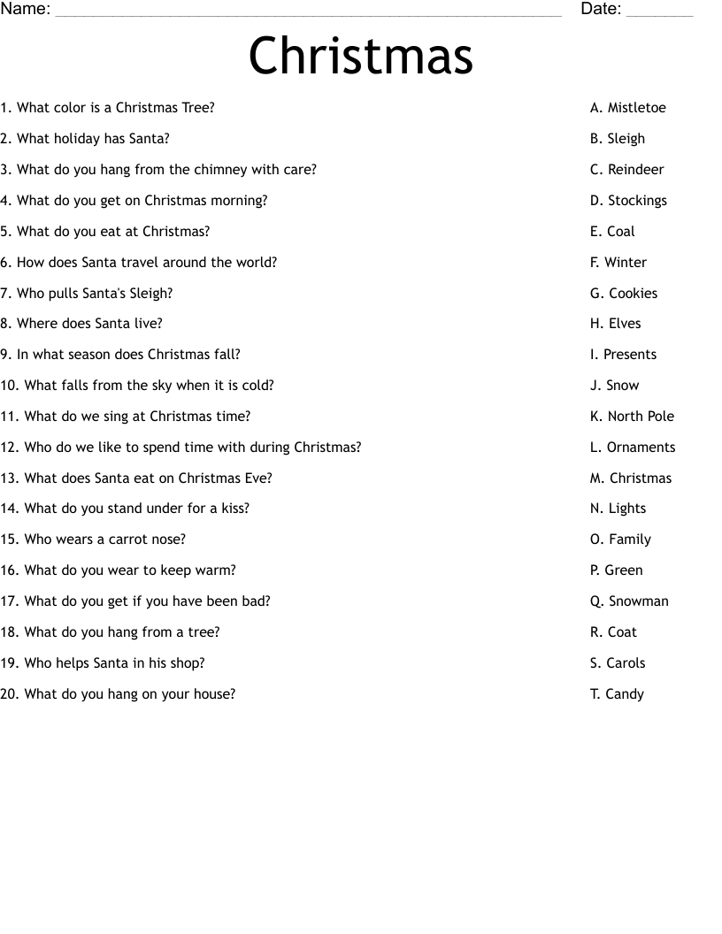 Christmas Worksheet