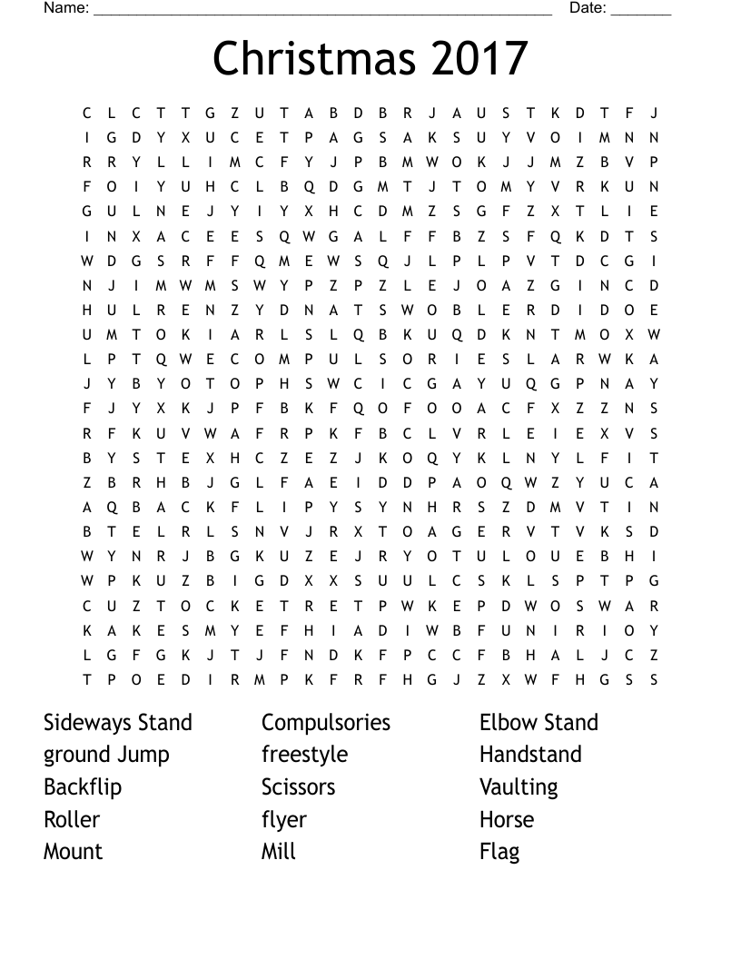 Christmas 2017 Word Search