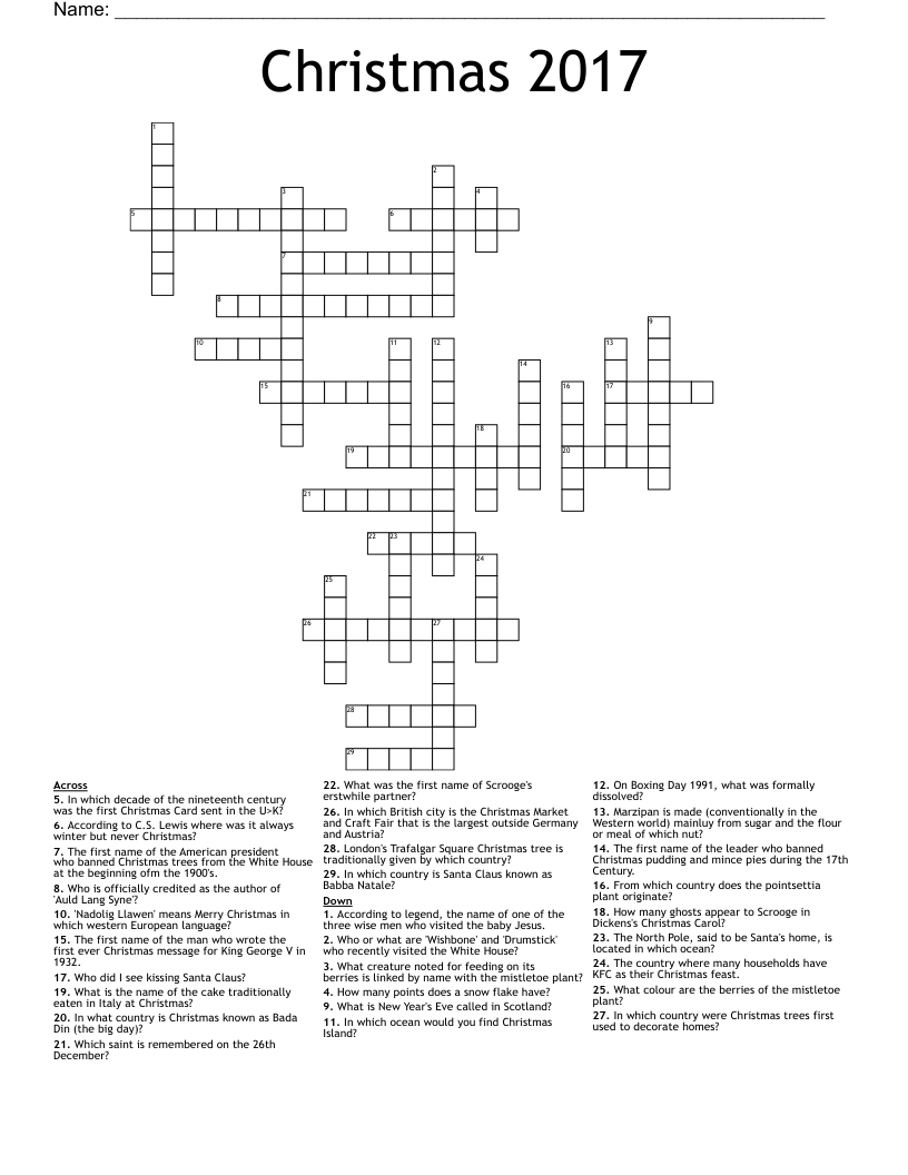 Christmas 2017 Crossword