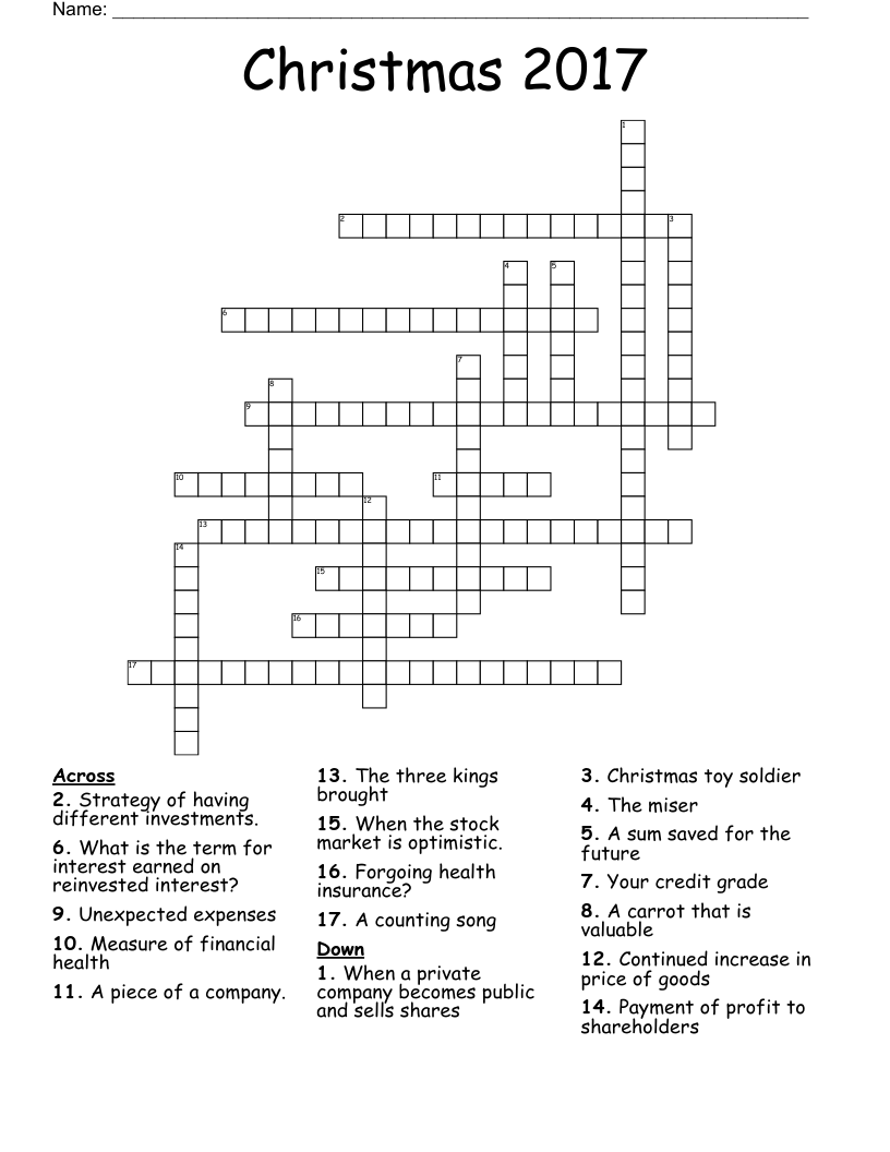 Christmas 2017 Crossword WordMint
