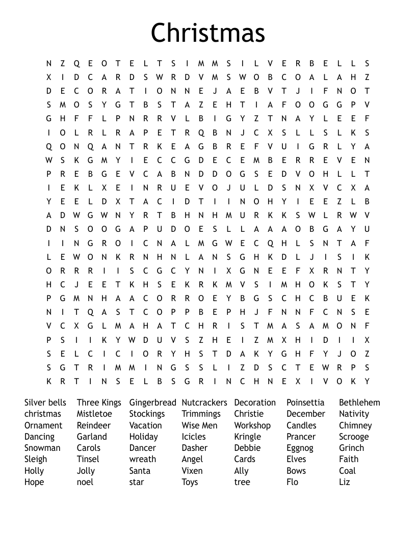 Christmas Word Search WordMint