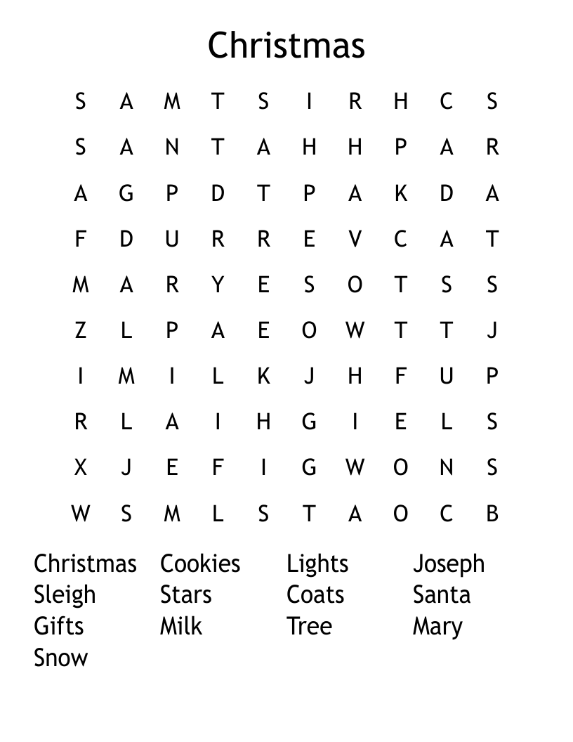 Christmas Word Search