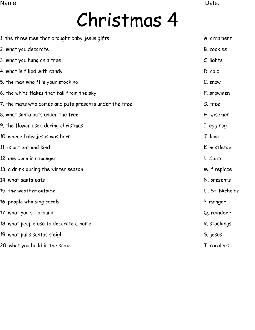 Christmas 4 Worksheet