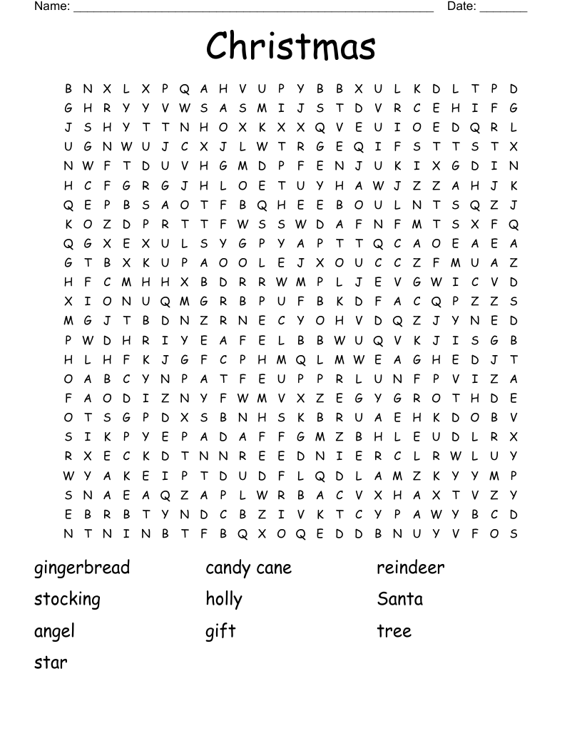 Christmas Word Search - WordMint