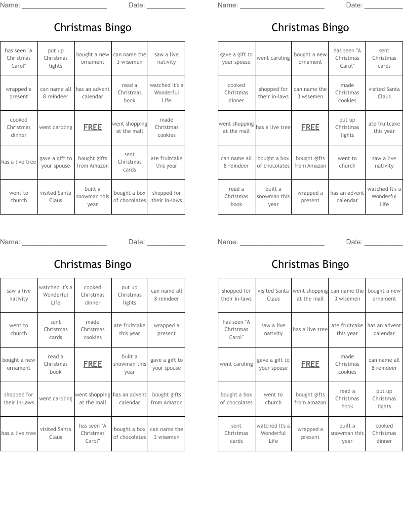 Christmas Bingo