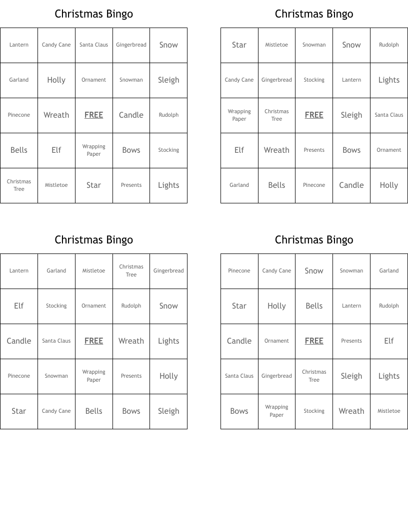 Christmas Bingo