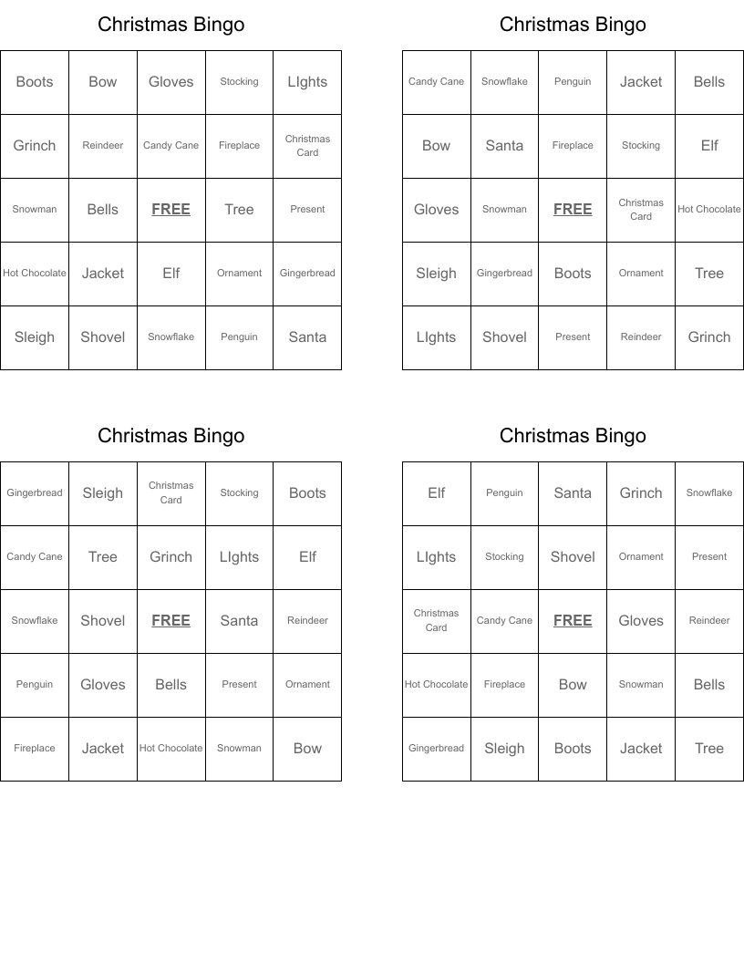 Christmas Bingo
