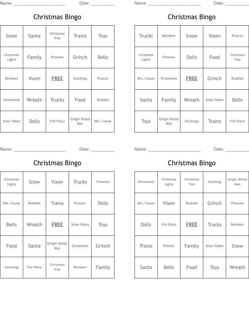 Christmas Bingo