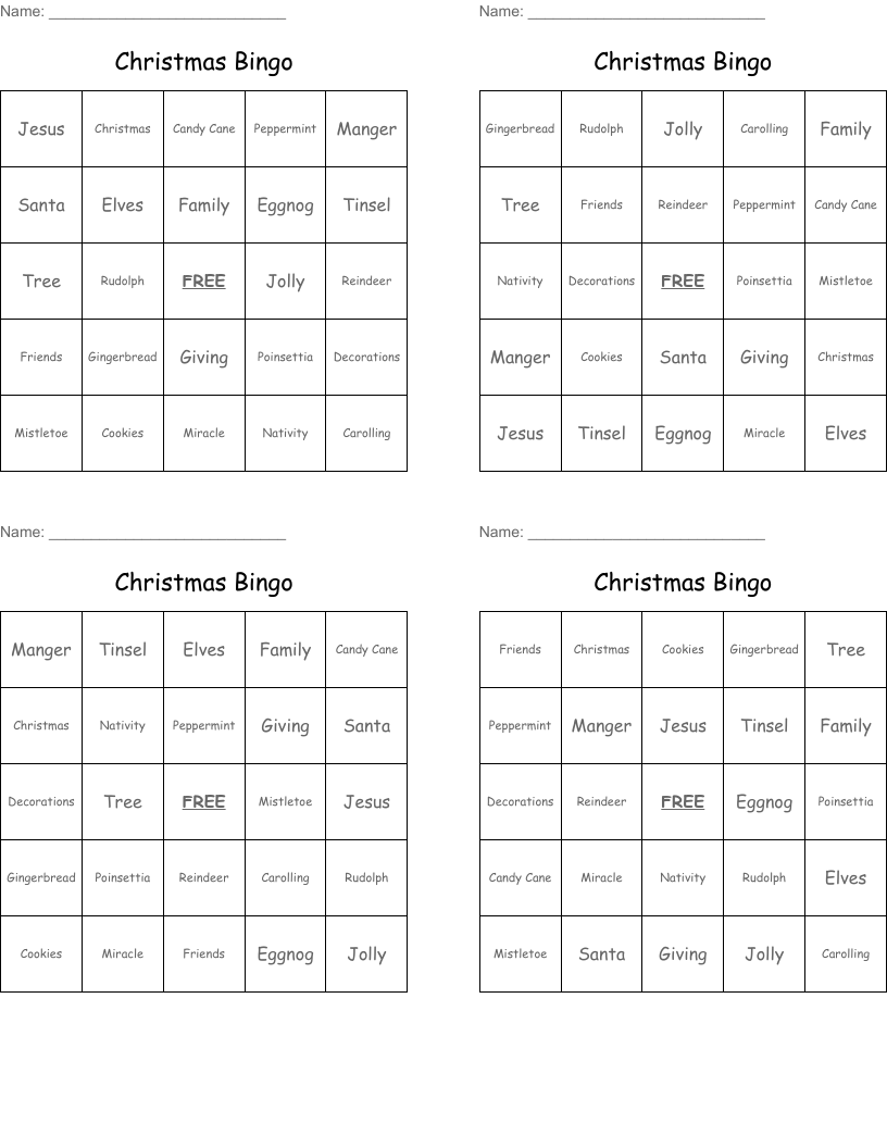 Christmas Bingo