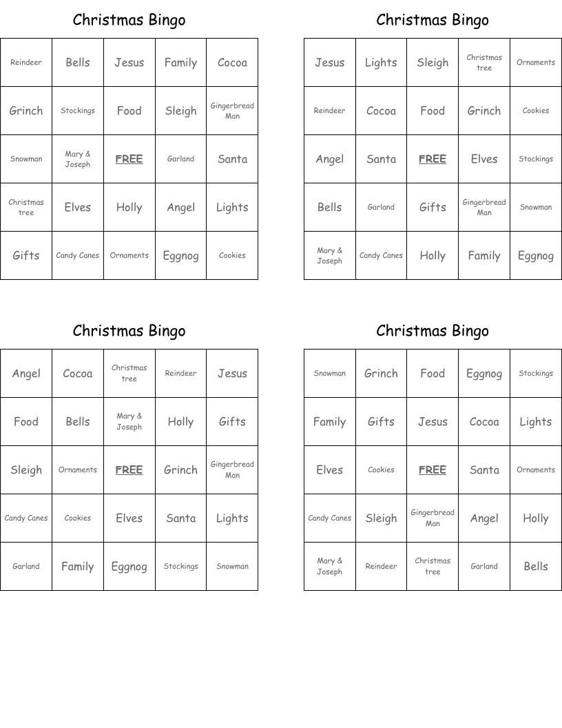 Christmas Bingo