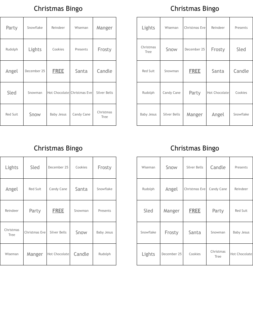 Christmas Bingo