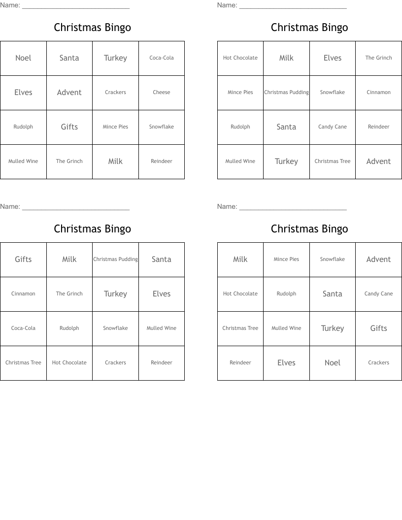 Christmas Bingo
